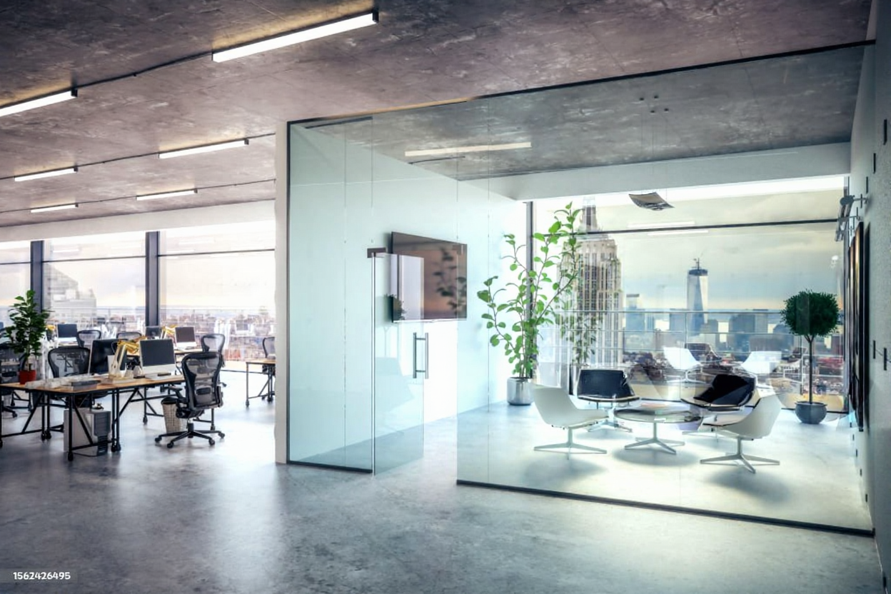 GLASS PARTITION AND DOORS